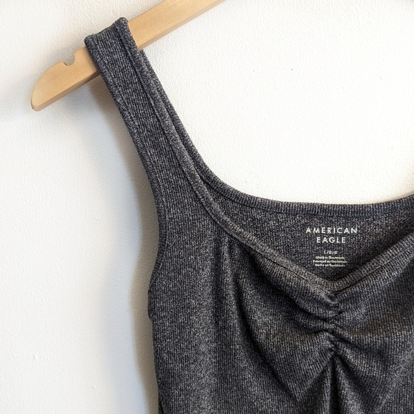 American Eagle AE Cropped Cinch-Front Tank Top - Picture 4 of 7